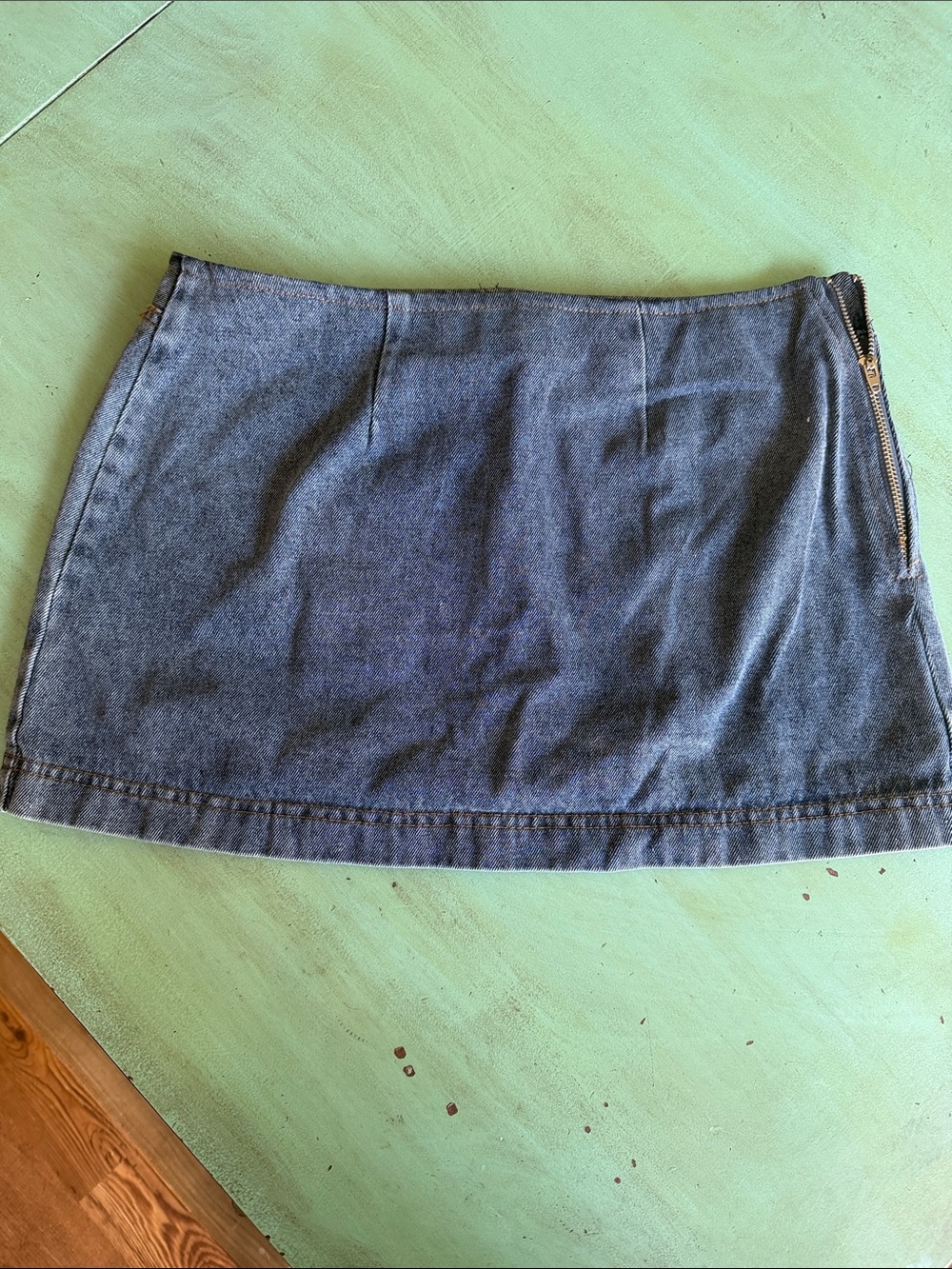 SHEIN Dark Blue Denim Mini Skirt with Side Zip